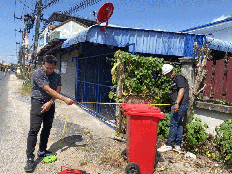 เทศบาลตำบลฉวาง ลงพื้นที่สำรวจเพื่อจัดทำโครงการทางเท้าสาธารณะ