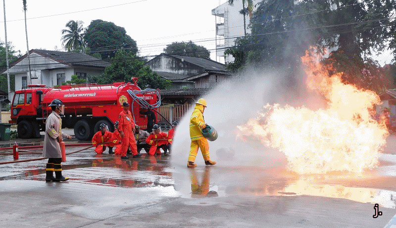 เทศบาลตำบลฉวาง ฝึกซ้อมแผนป้องกันและบรรเทาสาธารณภัย
